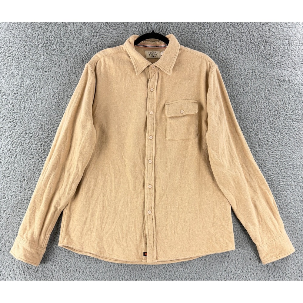 The Normal Brand Shirt‎ Mens L Tan Cotton Long Sleeve Button Up Flannel Style